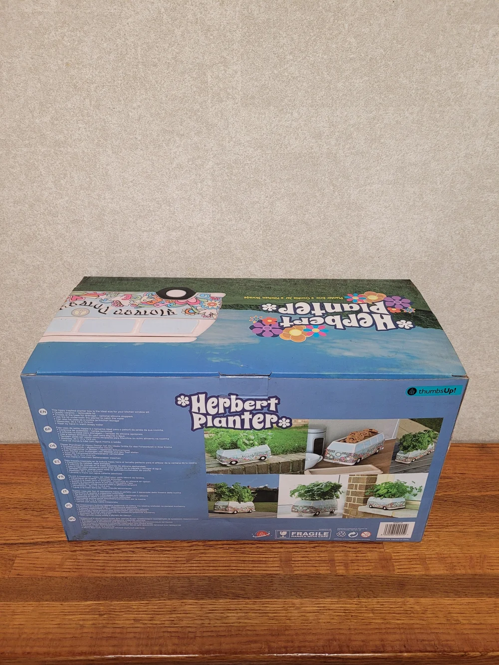 NIB Vintage Ceramic VW Bus Cookie Jar Groovy Hippie Floral Van Canister